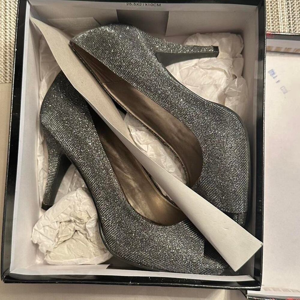 Silver sparkly high heels